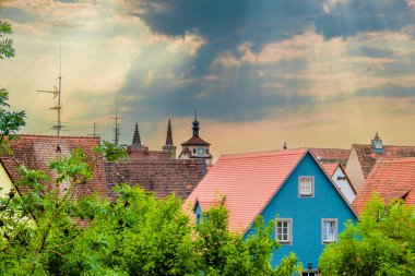 Rothenburg ob der Taubero Eski şehir sokakları ve mimarisi