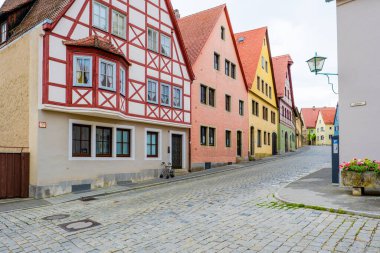 Rothenburg ob der Taubero Eski şehir sokakları ve mimarisi