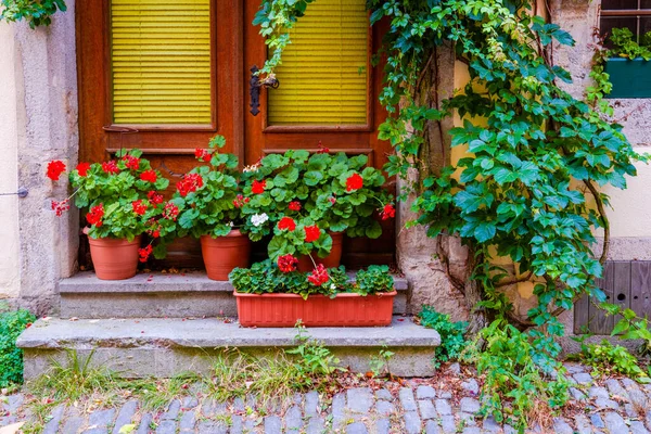 Rothenburg ob der Taubero Eski şehir sokakları ve mimarisi