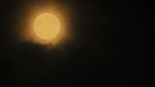 雲の中の明るい超満月 — ストック動画