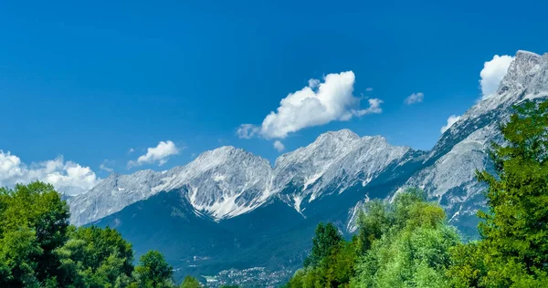 stock image dolomite mountains in alps with clouds and fog in landscape scenery