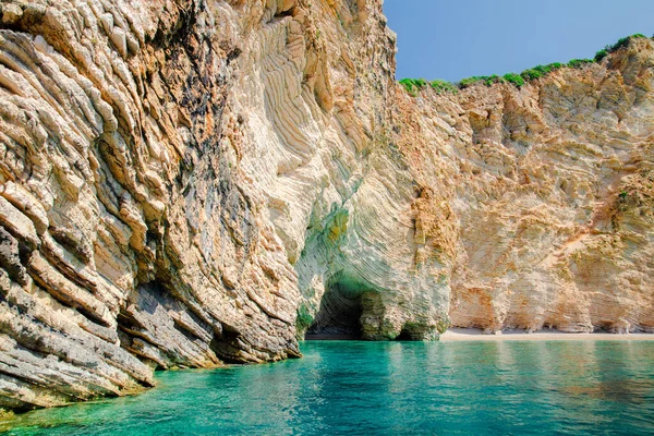 Морской Пейзаж Вид Побережье Скалами Пляжами Остров Корфу Греция — стоковое фото