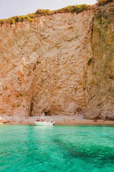 Bela Paisagem Marítima Vista Costa Com Rochas Praias Ilha Corfu — Fotografia de Stock
