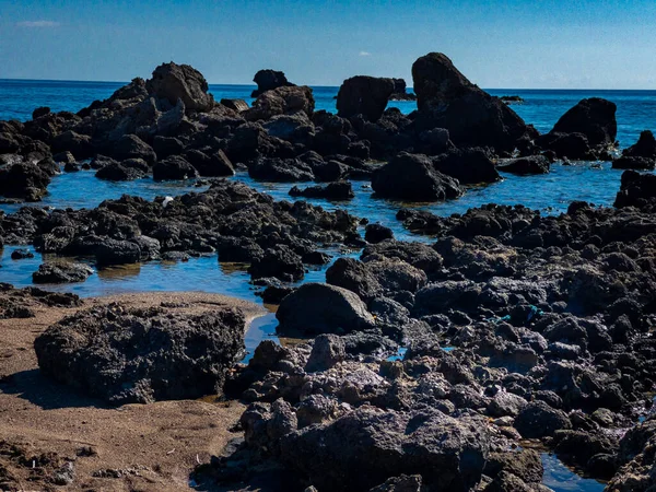 Морской Пейзаж Вид Побережье Скалами Пляжами Остров Корфу Греция — стоковое фото
