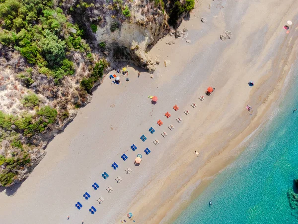 Bela Paisagem Marítima Vista Costa Com Rochas Praias Ilha Corfu — Fotografia de Stock