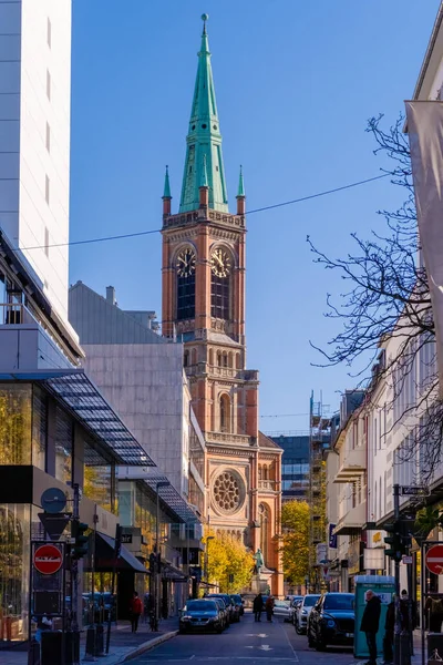 Rýn Düsseldorfu Německu Staré Město Slavné Místo Budovami — Stock fotografie