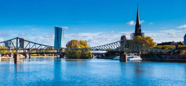Frankfurt Con Río Rhein Maravillosa Construcción Puentes — Foto de Stock
