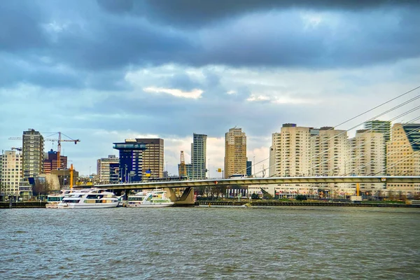 Ciudad Roterdam Holanda Capital Arquitectónica Con Puerto Puente Erasmus Rotterdam — Foto de Stock