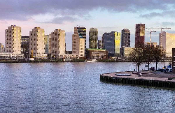 Roterdam Şehri Hollanda Limanı Erasmus Köprüsü Rotterdam Skylines Ile Mimari — Stok fotoğraf