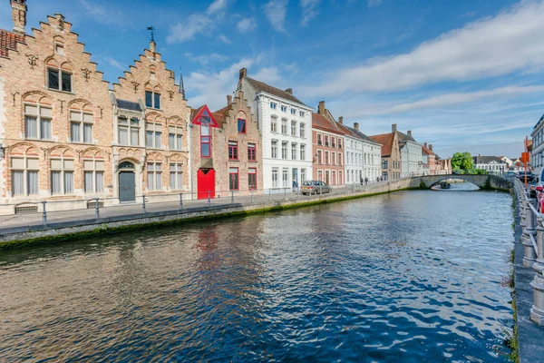 Bruges Belçika Tarihi Evleri Ünlü Kanalı Olan Bir Kasabası — Stok fotoğraf