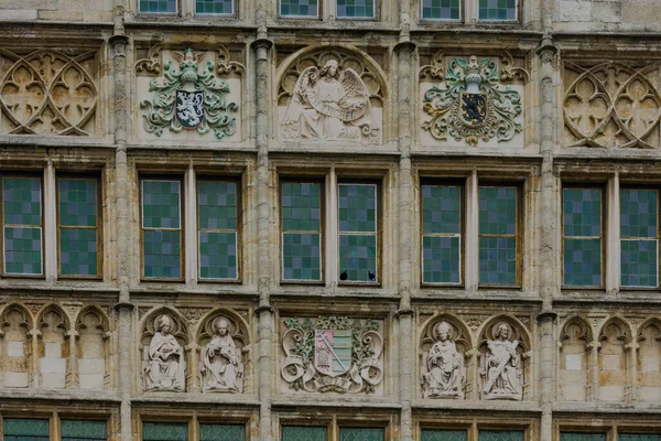 Belgium Gent Város Óváros Történelmi Házak Leie Folyónál Alkonyatkor — Stock Fotó