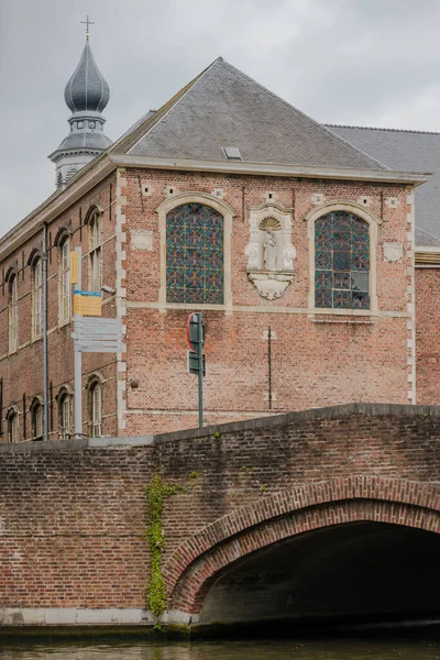Belgio Città Gand Centro Storico Case Storiche Fiume Leie Tramonto — Foto Stock
