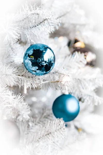 Niebieskie Kulki Boże Narodzenie Noworoczne Wakacje Koncepcja — Zdjęcie stockowe