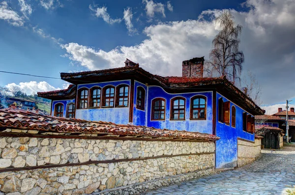 Cobblestone Utcák Vintage Házak Történelmi Város Koprivshtitsa Bulgária — Stock Fotó