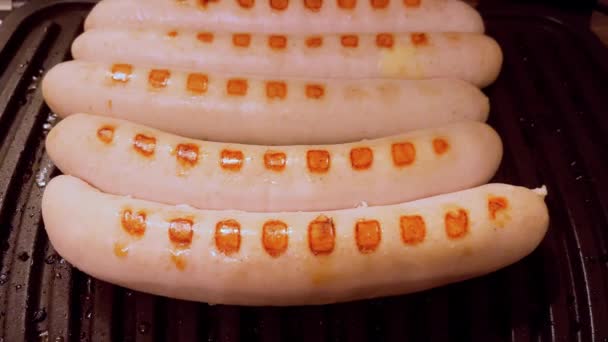 Grillé Saucisse Allemande Hot Dog Wurst Bbq Intérieur — Video