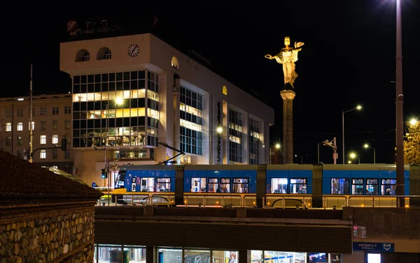 Nachtlichter Der Architektur Des Sofioter Stadtzentrums Berühmte Gebäude Bulgarien — Stockfoto