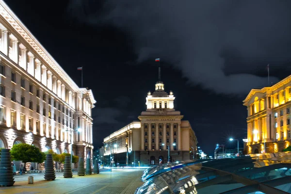 stock image night lights of Sofia city centre architecture, famous buildings, Bulgaria