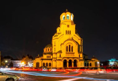 St. Alexander Nevsky Katedrali alacakaranlıkta, Sofya