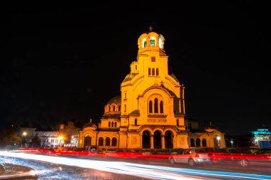 St. Alexander Nevsky Katedrali alacakaranlıkta, Sofya