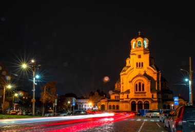 St. Alexander Nevsky Katedrali alacakaranlıkta, Sofya