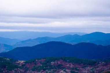 Bulgaristan 'ın Rodop dağlarındaki muhteşem sonbahar halısının muhteşem manzarası
