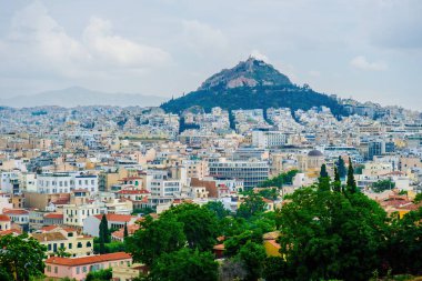 Akropolis 'ten Plaka ve Monastiraki bölgeleri ve Lycabettus Dağı manzarası
