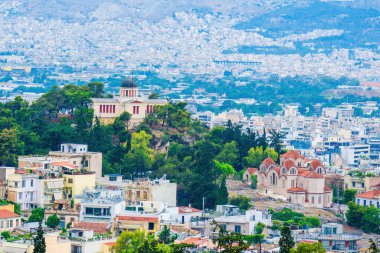 Akropolis 'ten Plaka ve Monastiraki bölgeleri ve Lycabettus Dağı manzarası
