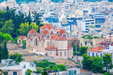 Akropolis 'ten Plaka ve Monastiraki bölgeleri ve Lycabettus Dağı manzarası