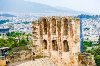 Akropolis 'ten Plaka ve Monastiraki bölgeleri ve Lycabettus Dağı manzarası