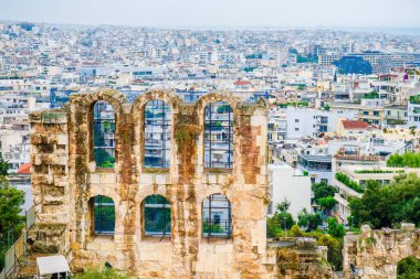 Akropolis 'ten Plaka ve Monastiraki bölgeleri ve Lycabettus Dağı manzarası