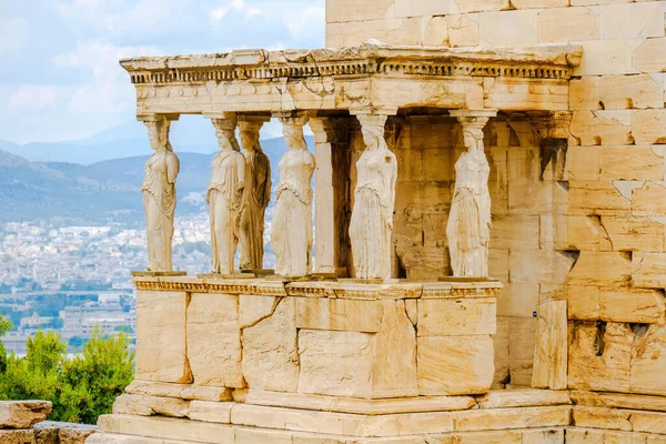 stock image Karyatides statues, Erehtheio, on the Acropolis in Athens, Greece
