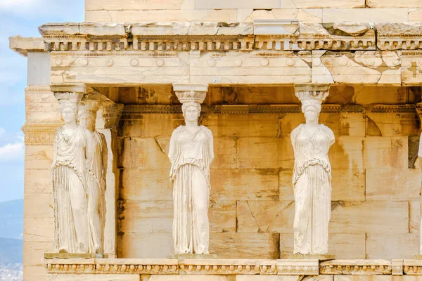 Статуи Кариатида Эректео Акрополе Афинах Греция — стоковое фото