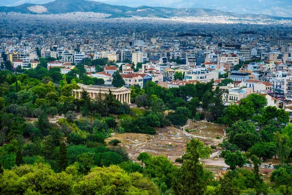 Akropolis 'ten Plaka ve Monastiraki bölgeleri ve Lycabettus Dağı manzarası