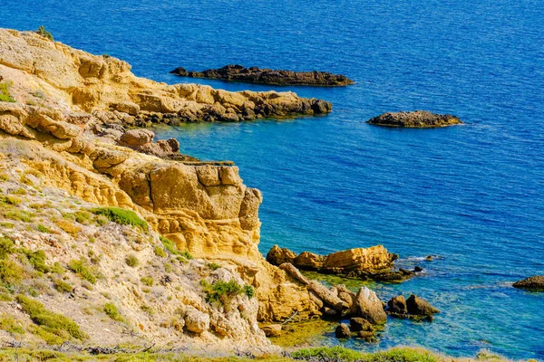 stock image scenic view of clear blue sea, natural landscape, Greece