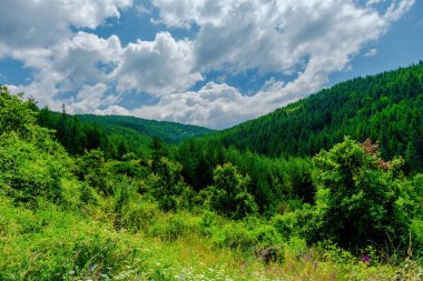 Güzel dağlar bulutlu bulutlu gökyüzü manzaralı