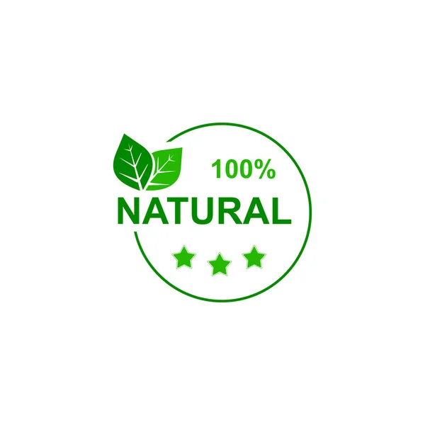 Naturalna Ikona Liści 100 Naturalny Symbol Wektor Ilustracji — Wektor stockowy