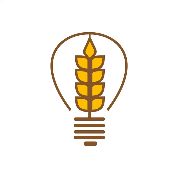 Agricoltura Icona Design Icona Grano Logo Design Elemento Lampadina Silhouette — Vettoriale Stock