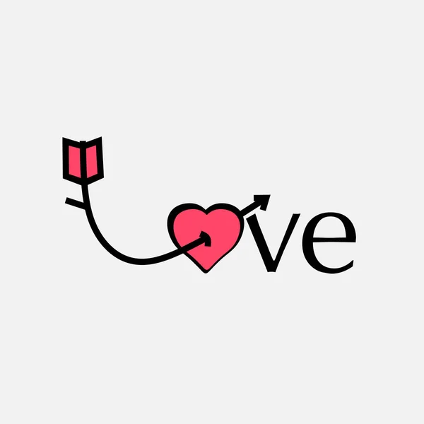 Love Sign Arrow Cupid Shoots Heart Vector Illustration — Stock Vector