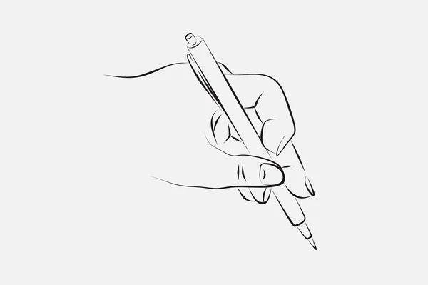 Skizzenzeichnung Handgezeichnete Hand Und Bleistift Isoliert Auf Weißem Hintergrund Vektorillustration — Stockvektor