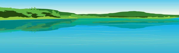 Paysage Estival Avec Montagnes Lac — Image vectorielle