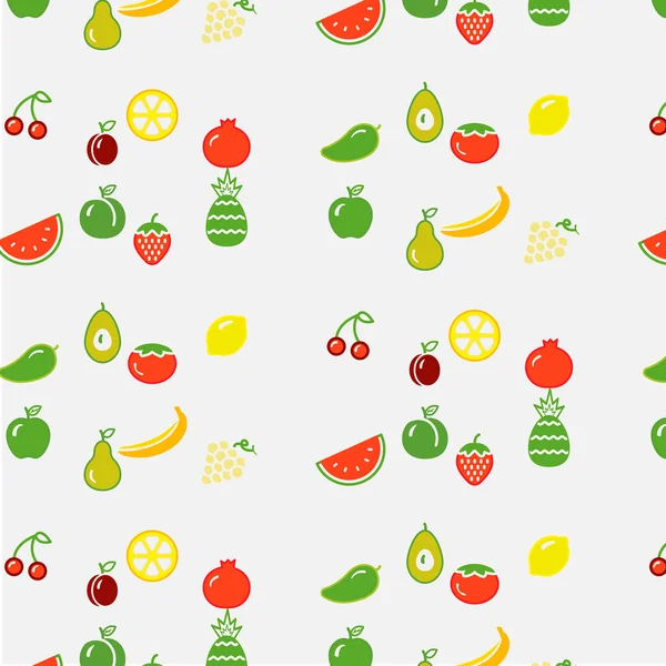 Nahtloses Muster Mit Früchten Und Beeren Vektorillustration — Stockvektor