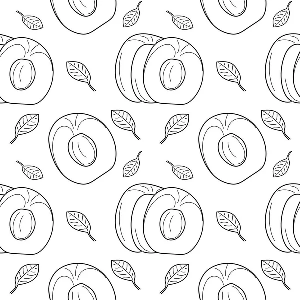 Abricot Linear Seamless Pattern Vector Fruit Pattern Consisting Abricot Linear — Stock Vector