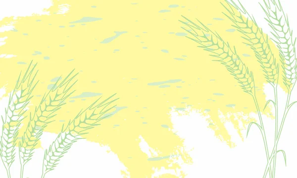 Fond Abstrait Avec Des Épillets Blé Avec Des Grains Style — Image vectorielle