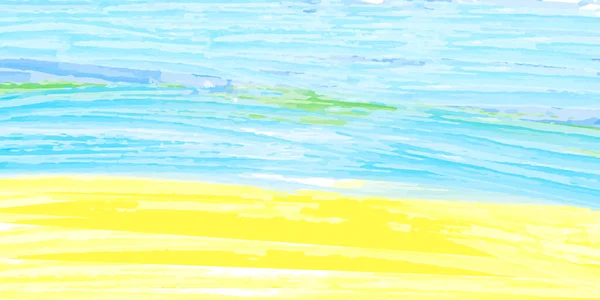 Абстрактный Вид Пляж Расписанный Акварелью Акварельная Векторная Иллюстрация Океанского Неба — стоковый вектор