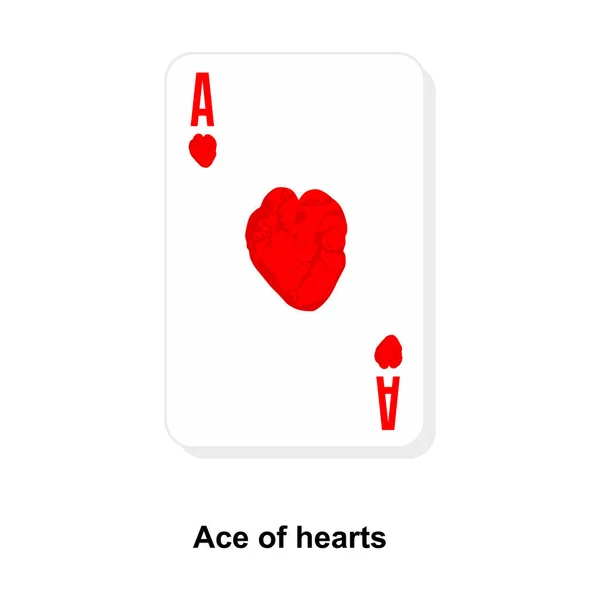 Herz Ass Pokerkarte Spielkarte Mit Herz — Stockvektor