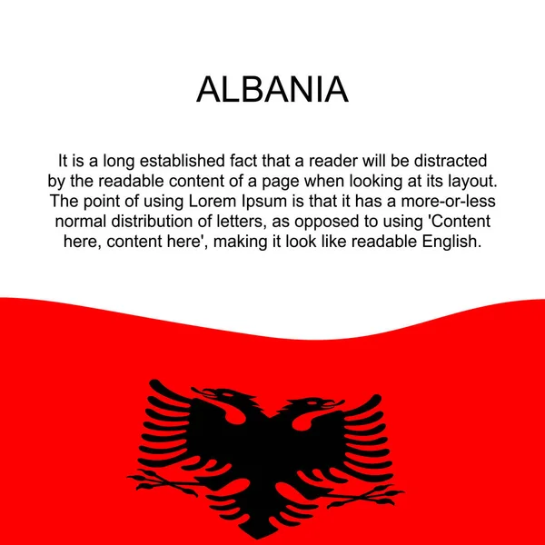 Albaniens Flagga För Fanan Vit Bakgrund Albanien Flagga Med Utrymme — Stock vektor