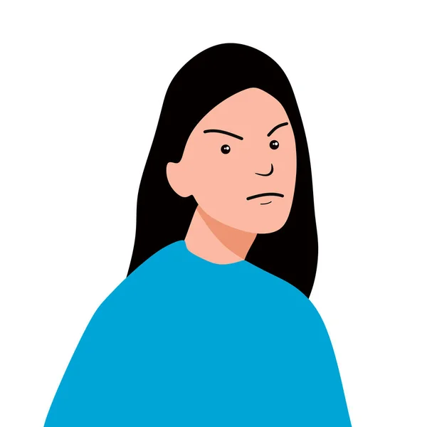 Menina Com Rosto Irritado Avatar Personagem Design Ilustração Vetorial — Vetor de Stock