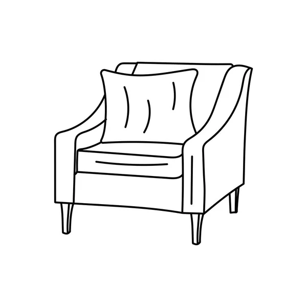 Poltrona Schizzo Disegnato Mano Poltrona Lineare Isolata Sfondo Bianco Illustrazione — Vettoriale Stock