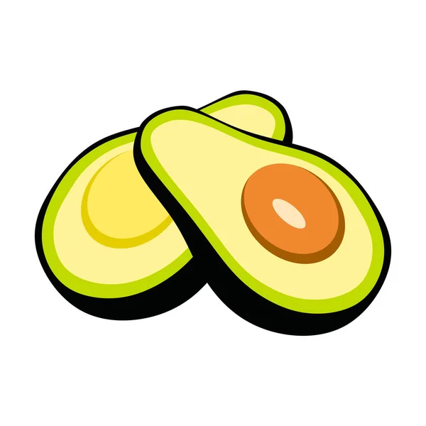 Avocado Icoon Cartoon Illustratie Van Gesneden Vers Fruit Vector Pictogram — Stockvector