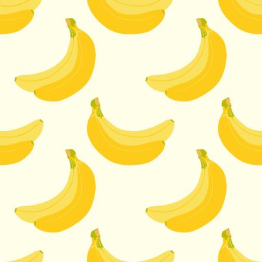 Muz ve kusursuz desen. Vektör illüstrasyonu.